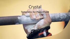  Presentation with barbell - PPT theme enhanced with carpus - hand lifts a iron barbell background and a  colored foreground