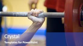  Presentation with barbell - Presentation theme with carpus - hand lifts a iron barbell background and a cobalt blue colored foreground