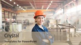  Presentation with successful - Audience pleasing slide deck consisting of carrefour - happy younh successful female worker backdrop and a coral colored foreground