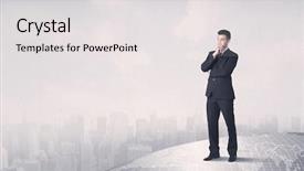  Presentation with earth moving construction heavy equipment - PPT theme having carreira profissional - happy well dressed construction manager background and a  colored foreground