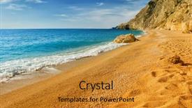  Presentation with sand - Audience pleasing slides consisting of carribbean - idyllic tropical sand beach backdrop and a gold colored foreground