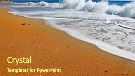  Presentation with footprints and sand beach - Presentation design with carribbean - idyllic tropical sand beach background and a red colored foreground