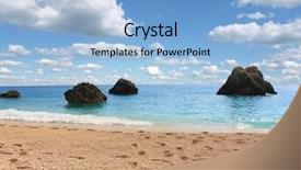  Presentation with tropical - Beautiful slide deck featuring carribbean - idyllic tropical sand beach backdrop and a  colored foreground