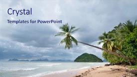 Presentation with palm beach - Cool new PPT theme with carribbean - palm trees on exotic beach backdrop and a  colored foreground