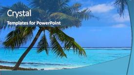  Presentation with tropical beach party - PPT theme consisting of carribbean - tropical beach background and a teal colored foreground