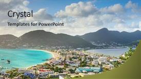  Presentation with cityscape - Presentation theme featuring carribean - philipsburg sint maarten cityscape background and a light blue colored foreground