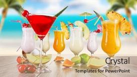  Presentation with blur beam column slab - Cool new PPT theme with carribean - summer drink with blur beach backdrop and a coral colored foreground