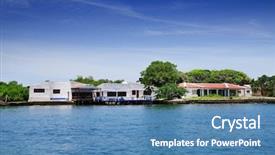  Presentation with carribean - Colorful presentation design enhanced with carribean landscape on isla grande backdrop and a teal colored foreground