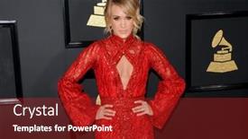  Presentation with awards - Audience pleasing PPT theme consisting of carrie-underwood-at-the-59th backdrop and a crimson colored foreground