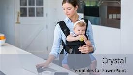  Presentation with baby girl - Slide deck consisting of carrier - woman carrying baby girl while background and a light blue colored foreground