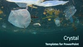  Presentation with ocean pollution - Slide deck enhanced with carrier bags pollution in ocean background and a ocean colored foreground