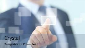  Presentation with 3d man business leader - Colorful PPT layouts enhanced with carrier future - business man pressing a touchscreen backdrop and a  colored foreground