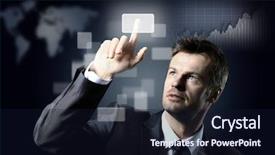  Presentation with virtual - Beautiful PPT theme featuring carrier future - business man pressing a virtual backdrop and a wine colored foreground