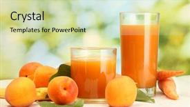  Presentation with fruit vegetable juice - Beautiful theme featuring carrot and apricot juice backdrop and a soft green colored foreground