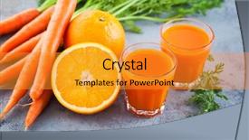  Presentation with orange juice - Presentation featuring carrot and orange fresh juice background and a gold colored foreground