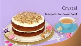  Presentation with purple birthday party - Theme consisting of carrot-and-walnut-cake background and a  colored foreground