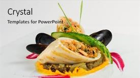  Presentation with meat - PPT theme with carrot-beet sauce at natural background and a light gray colored foreground