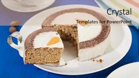  Presentation with cake - Theme with carrot cake on a plate background and a coral colored foreground