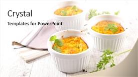  Presentation with cheese - Slide set featuring carrot cheese flan or souffle background and a  colored foreground