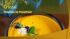  Presentation with cream - PPT layouts enhanced with carrot-cream-soup-with-microgreens background and a tawny brown colored foreground