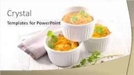  Presentation with appetizer - Theme enhanced with carrot-flan-or-souffle-gourmet background and a white colored foreground