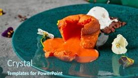  Presentation with ice cream cake - Audience pleasing slide set consisting of carrot-fondant-cake-with-ice backdrop and a ocean colored foreground