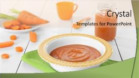  Presentation with green plate - Amazing slides having carrot puree in soup plate on green napkin backdrop and a lemonade colored foreground