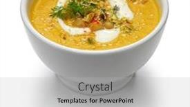  Presentation with soup - PPT layouts enhanced with carrot-tahini-soup-with-chickpea background and a light gray colored foreground