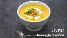  Presentation with chickpea - PPT theme consisting of carrot-tahini-soup-with-chickpea background and a dark gray colored foreground