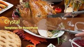  Presentation with thanksgiving dinner - Audience pleasing presentation theme consisting of carrots baked potato and flute backdrop and a tawny brown colored foreground