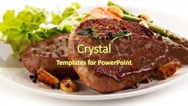  Presentation with steaks - PPT layouts enhanced with carrots on white background background and a tawny brown colored foreground