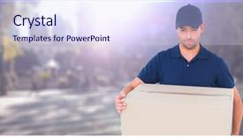  Presentation with flare - Slide set enhanced with carry cross - delivery man with box background and a sky blue colored foreground