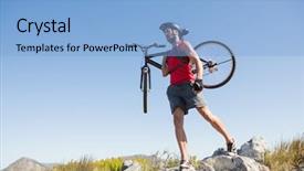  Presentation with triathlon professional cyclist man cycling - Beautiful slides featuring carry cross - fit cyclist carrying his bike backdrop and a  colored foreground