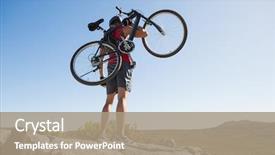  Presentation with rocky - PPT theme having carry cross - fit man carrying his bike background and a coral colored foreground