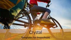  Presentation with bicycle - Slides enhanced with carry cross - hiker with loaded bicycle background and a gold colored foreground