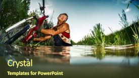  Presentation with swamp - Presentation theme consisting of carry cross - young man athlete with dirty background and a tawny brown colored foreground