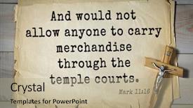  Presentation with bible verses - PPT theme enhanced with carry merchandise through the temple background and a mint green colored foreground