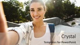  Presentation with young college student diagnosis of chlamydia - Audience pleasing presentation theme consisting of carrying backpack outdoors holding books backdrop and a  colored foreground