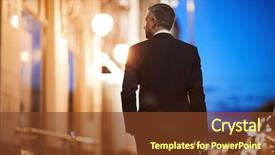  Presentation with street light view - Cool new theme with carrying briefcase while moving along backdrop and a tawny brown colored foreground