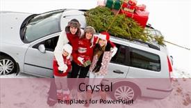  Presentation with police car flashing roof lights - Beautiful slide set featuring carrying christmas tree and gift backdrop and a coral colored foreground