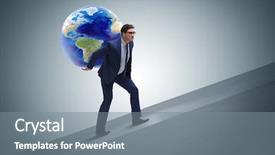  Presentation with shepherd carrying sheep on shoulder - Theme featuring carrying earth on his shoulders background and a gray colored foreground