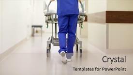  Presentation with emergency medicine - Cool new theme with carrying hospital gurney to emergency backdrop and a soft green colored foreground