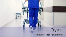  Presentation with emergency medicine - Beautiful PPT layouts featuring carrying hospital gurney to emergency backdrop and a light blue colored foreground