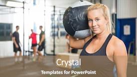  Presentation with gym ball - Audience pleasing PPT layouts consisting of carrying medicine ball at crossfit backdrop and a coral colored foreground