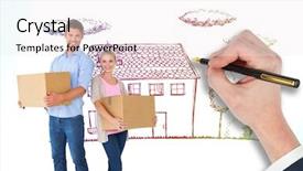  Presentation with moving - PPT theme having carrying moving boxes against grey background and a  colored foreground