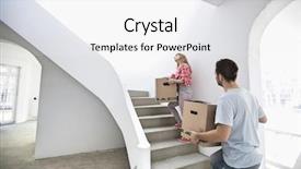 Presentation with moving - PPT layouts enhanced with carrying moving boxes up stairs background and a white colored foreground