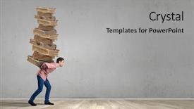  Presentation with stack of old books - Amazing slide deck having carrying pile of old books backdrop and a light gray colored foreground