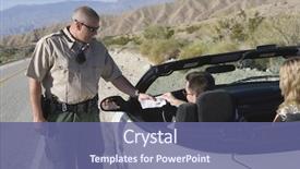  Presentation with patent license agreement licensing business - Cool new slides with police cars - happy traffic policeman checking man's backdrop and a ocean colored foreground