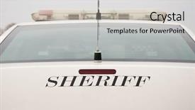  Presentation with sheriff - Audience pleasing presentation theme consisting of police cars - rear end of a sheriff's backdrop and a light gray colored foreground