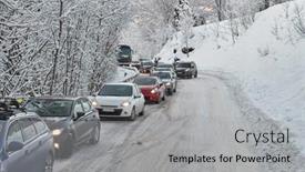  Presentation with blizzard - Cool new slide set with cars-after-a-blizzard backdrop and a light gray colored foreground